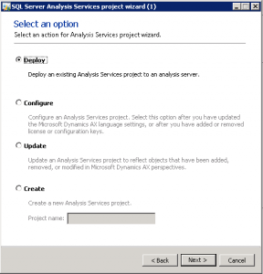 SQL Server Analysis Services project wizard